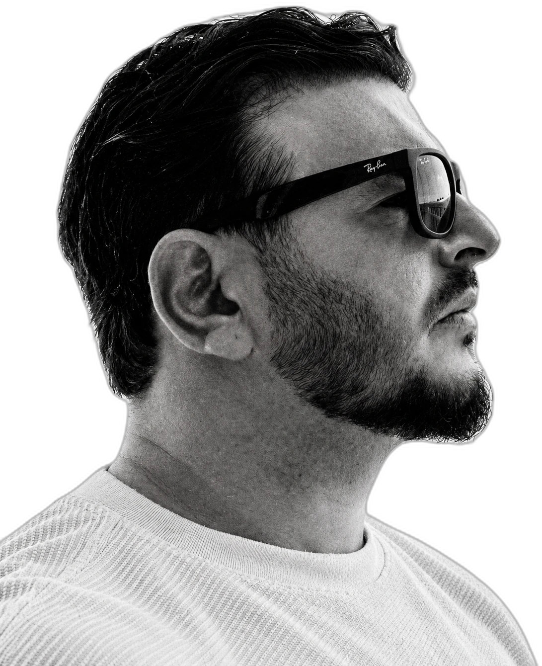 Sergio, engenheiro de software, retrato em preto e branco